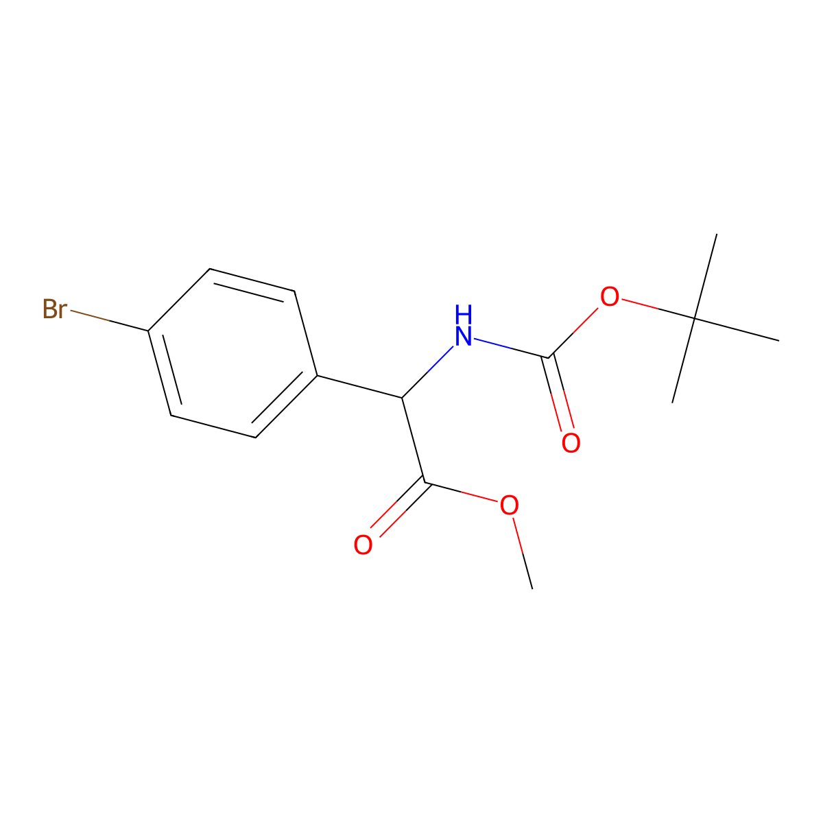(R)-Methyl 2-(4-bromophenyl)-2-(Boc-amino)acetate molecular structure, CAS 2830009-63-5
