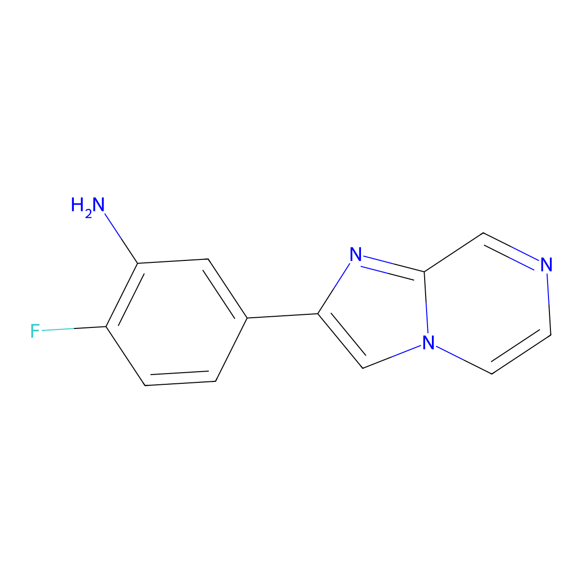 2-Fluoro-5-{imidazo[1,2-a]pyrazin-2-yl}aniline molecular structure, CAS 2830083-17-3