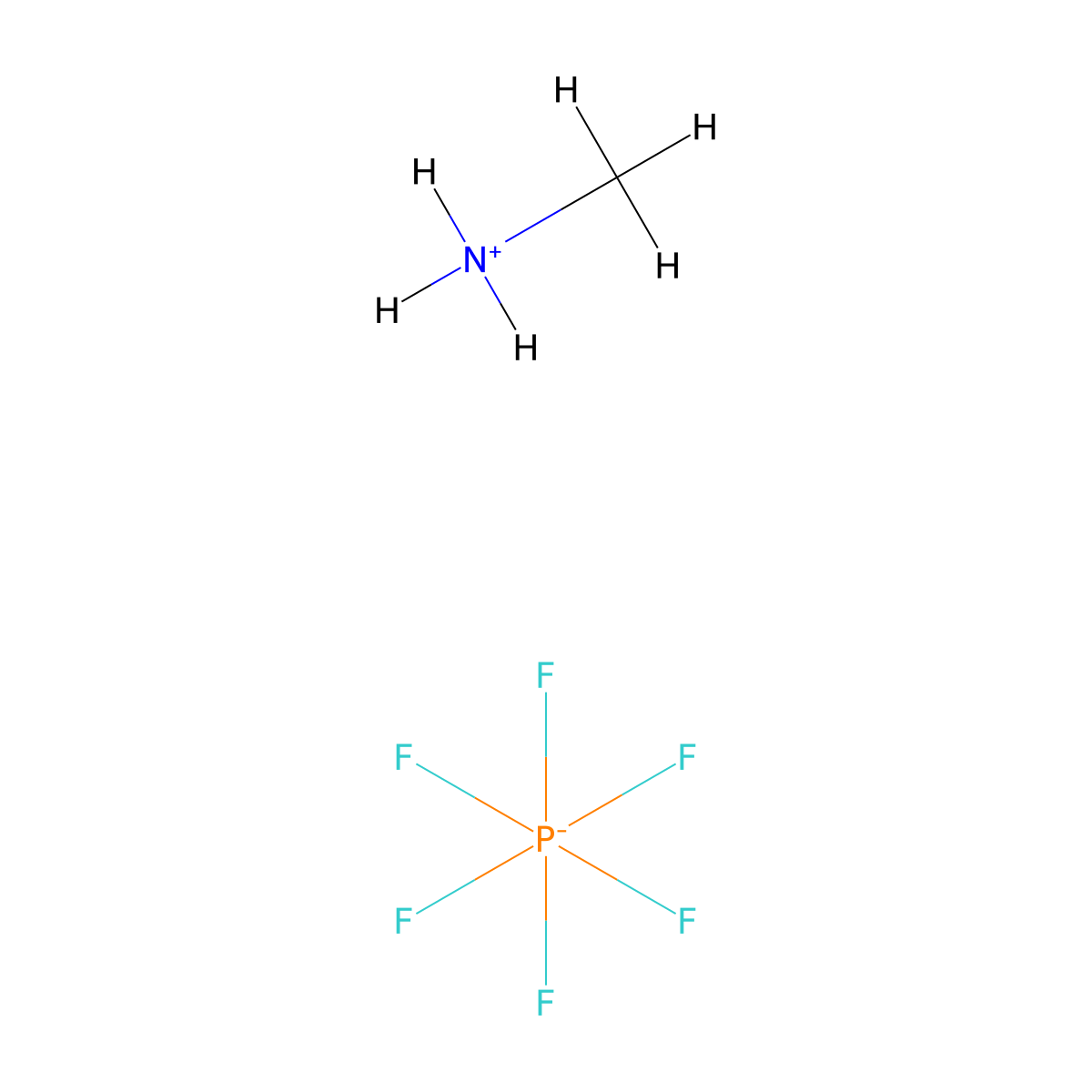 Methylammonium Hexafluorophosphate molecular structure, CAS 28302-50-3