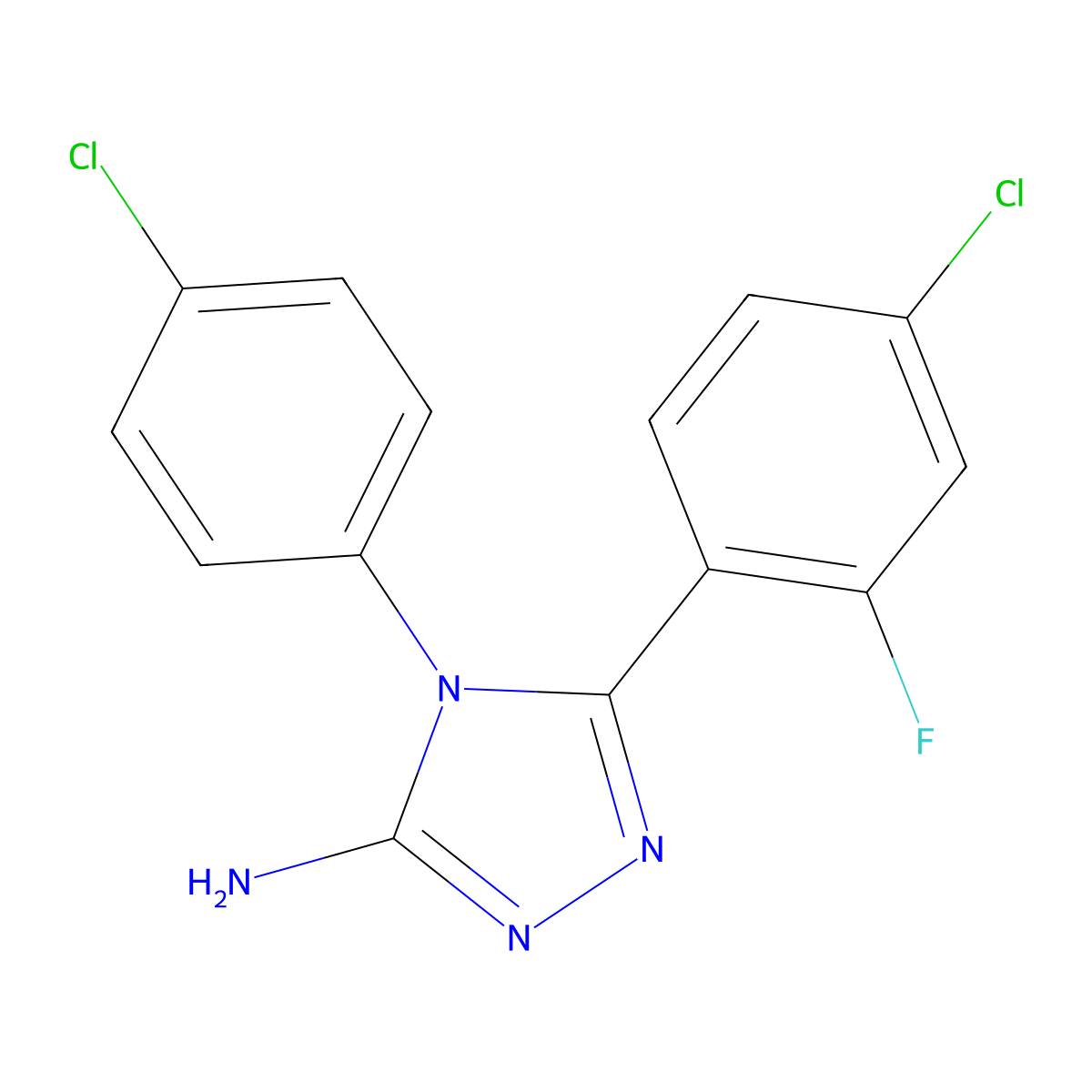 5-(4-chloro-2-fluorophenyl)-4-(4-chlorophenyl)-4H-1,2,4-triazol-3-amine molecular structure, CAS 2830217-61-1