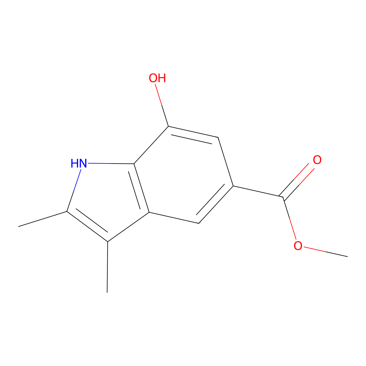 Methyl 7-hydroxy-2,3-dimethyl-1H-indole-5-carboxylate molecular structure, CAS 2830269-64-0