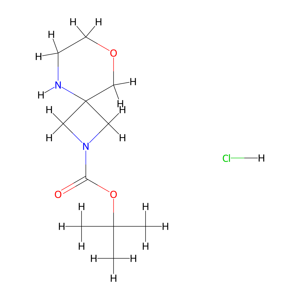 tert-Butyl 8-oxa-2,5-diazaspiro[3.5]nonane-2-carboxylate hydrochloride molecular structure, CAS 2830275-15-3