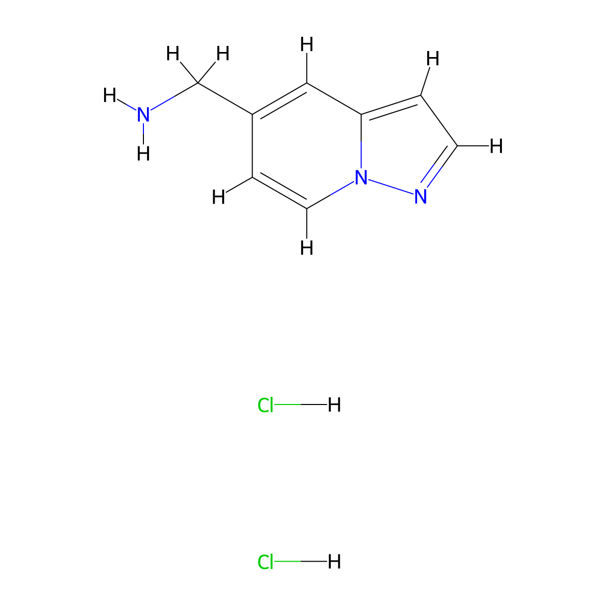 Pyrazolo[1,5-a]pyridin-5-ylmethanamine dihydrochloride molecular structure, CAS 2830342-70-4