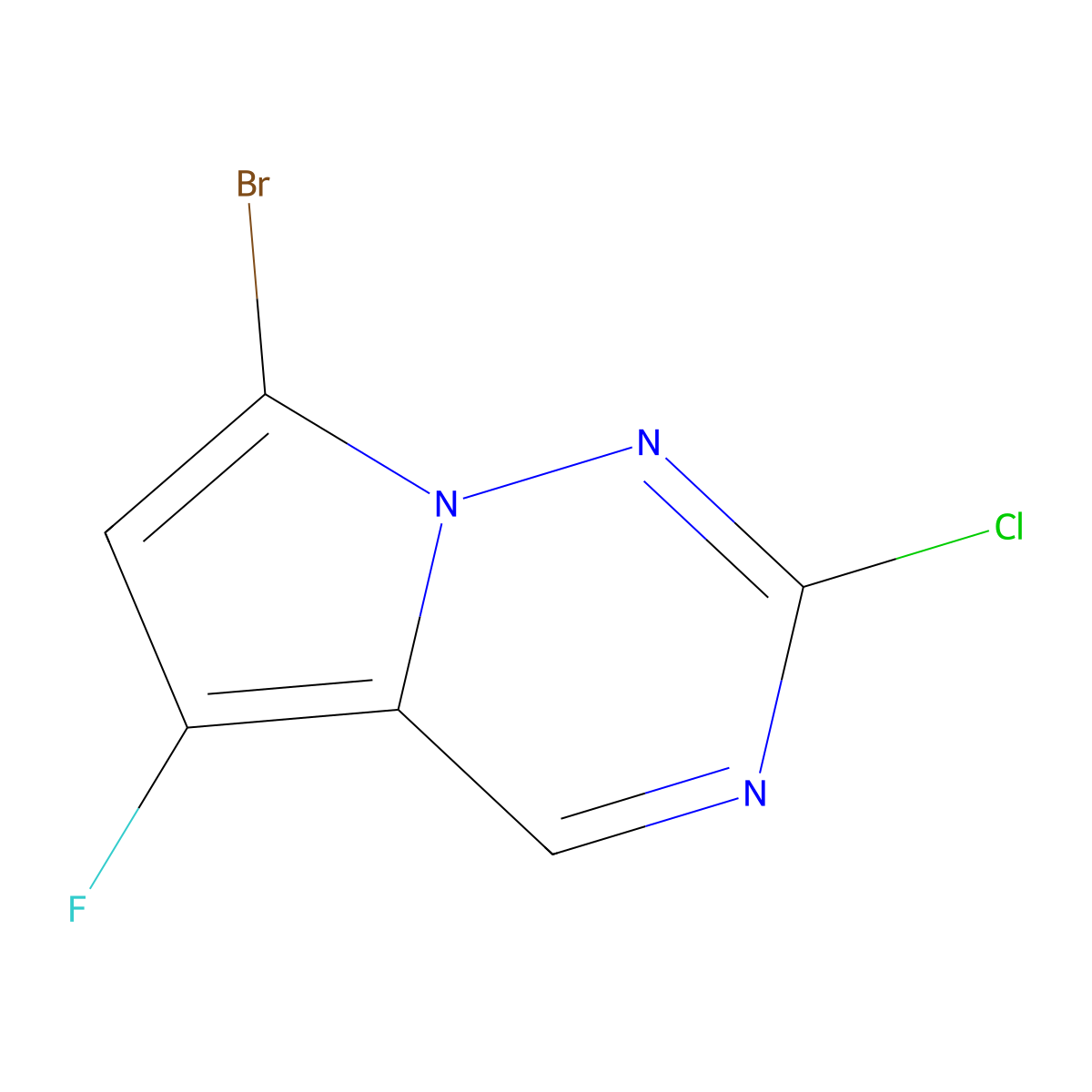 7-Bromo-2-chloro-5-fluoro-pyrrolo[2,1-F][1,2,4]triazine molecular structure, CAS 2830342-74-8
