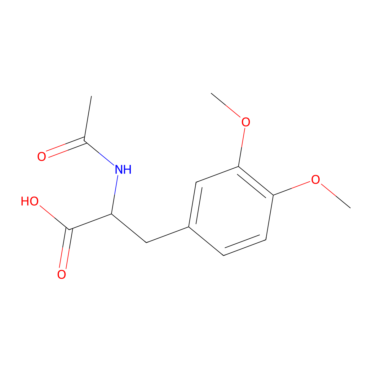 (2S)-3-(3,4-dimethoxyphenyl)-2-acetamidopropanoic acid molecular structure, CAS 28305-04-6