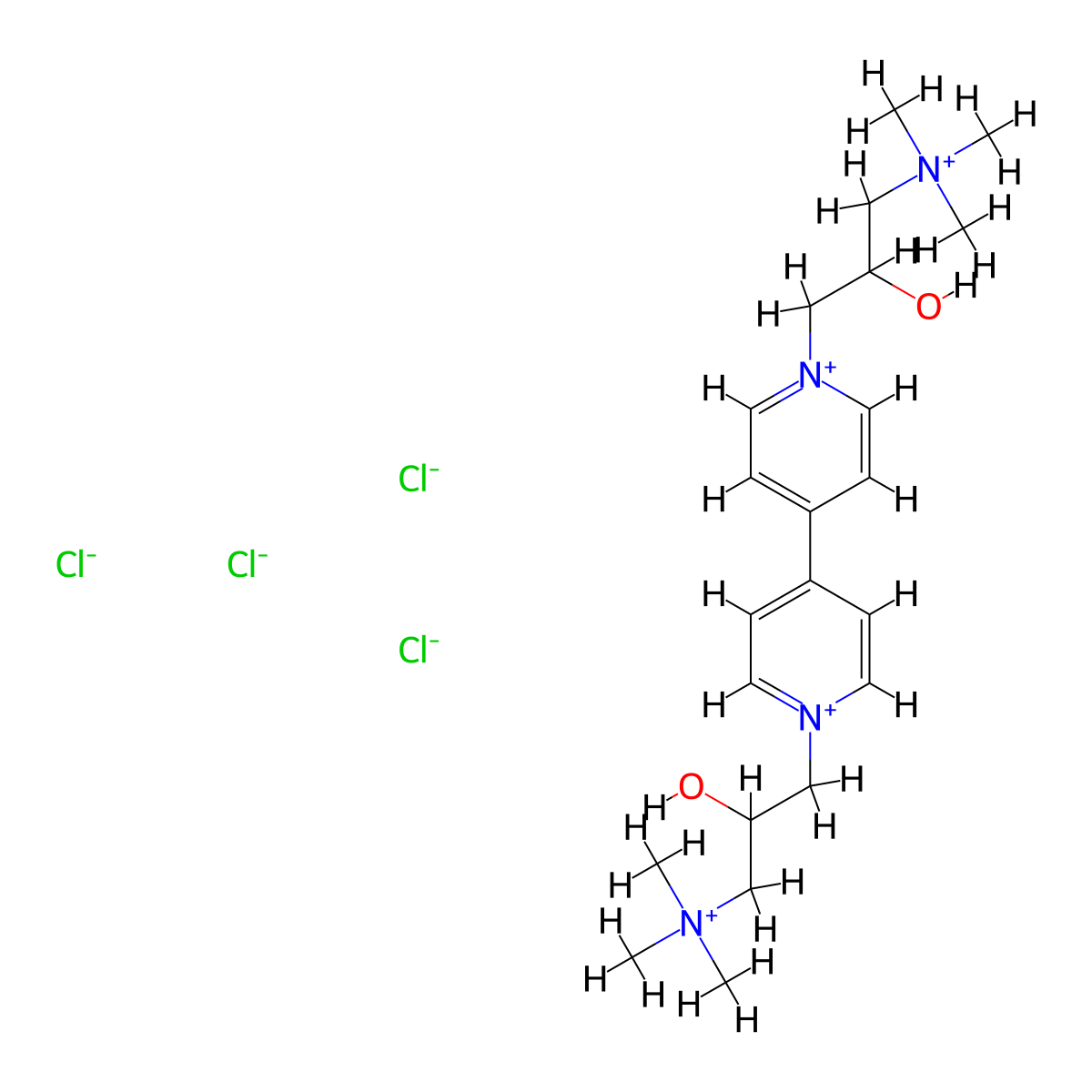 1,1'-Bis(2-hydroxy-3-(trimethylammonio)propyl)-[4,4'-bipyridine]-1,1'-diium chloride molecular structure, CAS 2830577-56-3