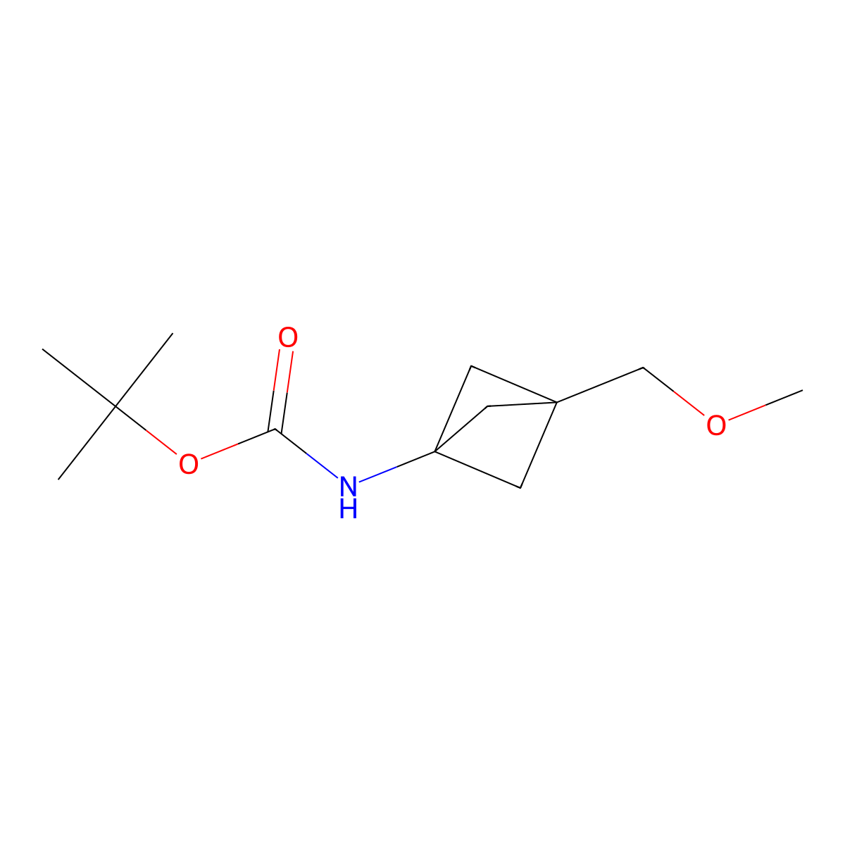(3-Methoxymethyl-bicyclo[1.1.1]pent-1-yl)-carbamic acid tert-butyl ester molecular structure, CAS 2830579-46-7