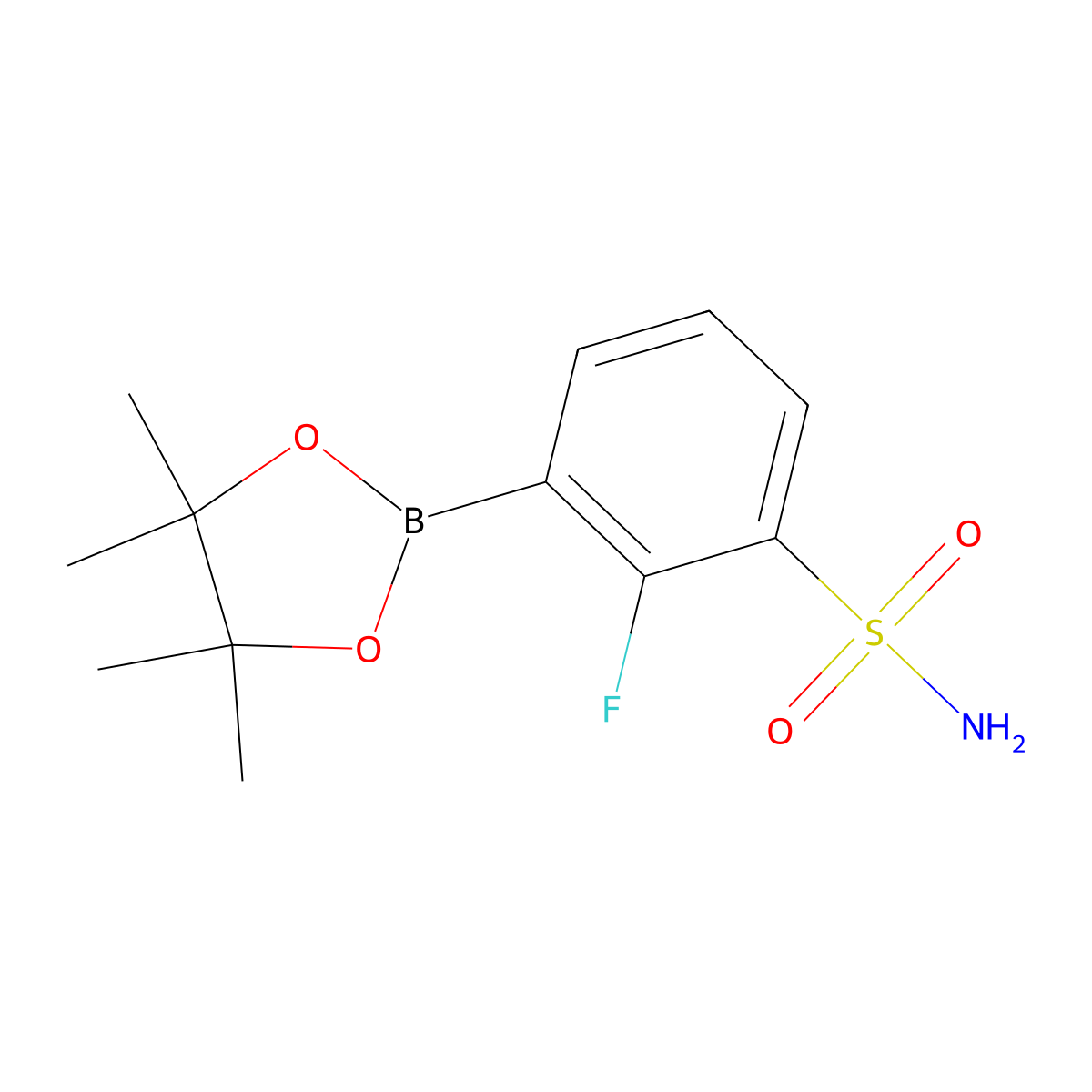 2-Fluoro-3-(tetramethyl-1,3,2-dioxaborolan-2-yl)benzene-1-sulfonamide molecular structure, CAS 2830712-47-3