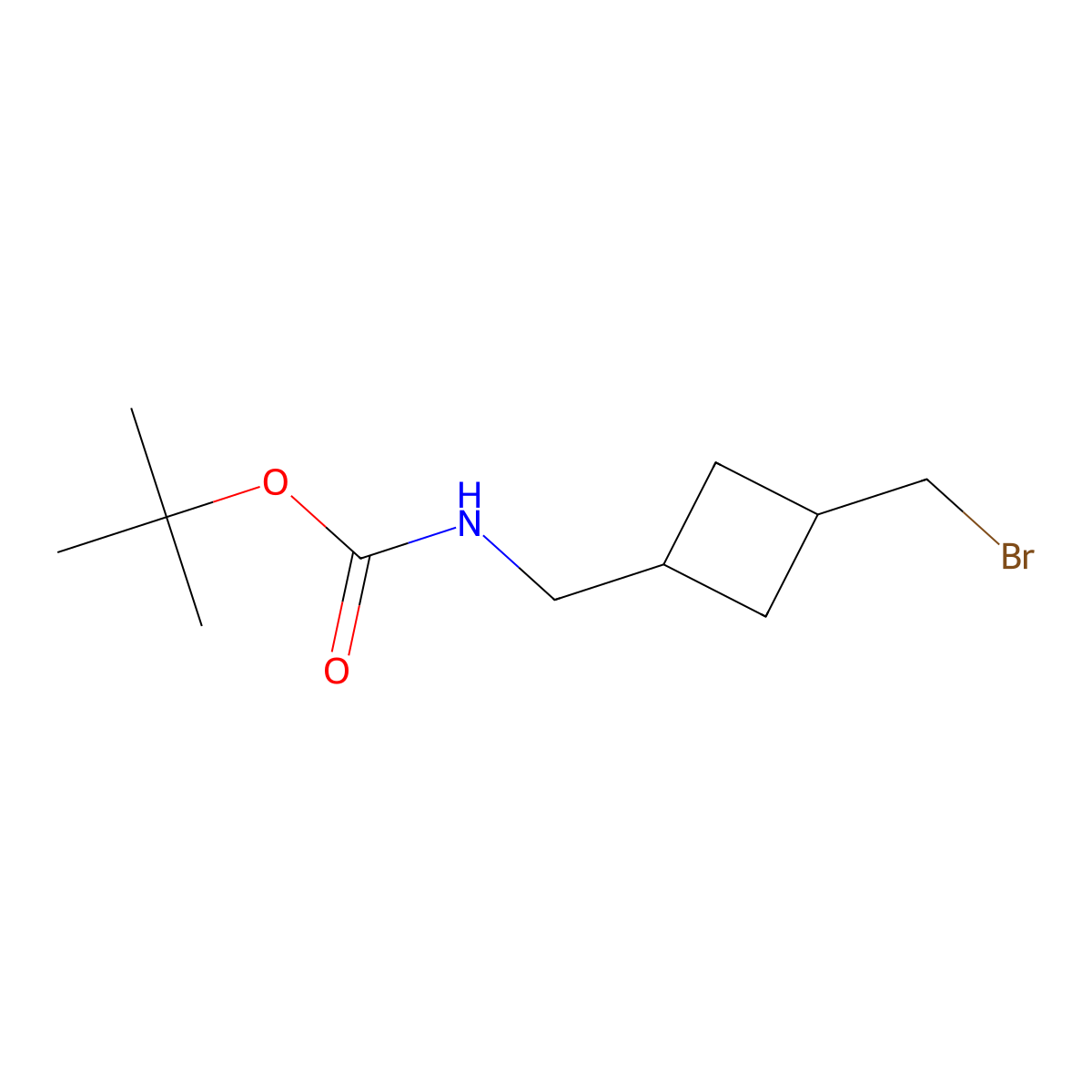 tert-butyl N-{[3-(bromomethyl)cyclobutyl]methyl}carbamate molecular structure, CAS 2830828-25-4