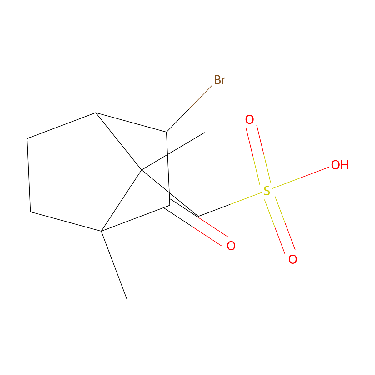rel-((1S,3R,4R,7R)-3-Bromo-1,7-dimethyl-2-oxobicyclo[2.2.1]heptan-7-yl)methanesulfonic acid molecular structure, CAS 28309-66-2