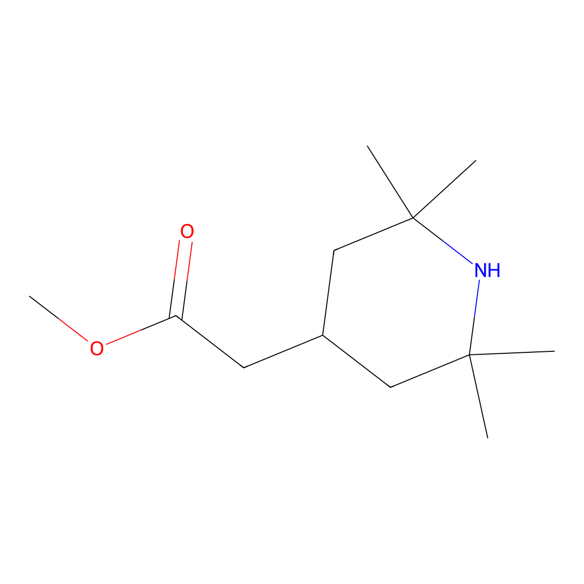 Methyl 2-(2,2,6,6-tetramethylpiperidin-4-yl)acetate molecular structure, CAS 28310-37-4