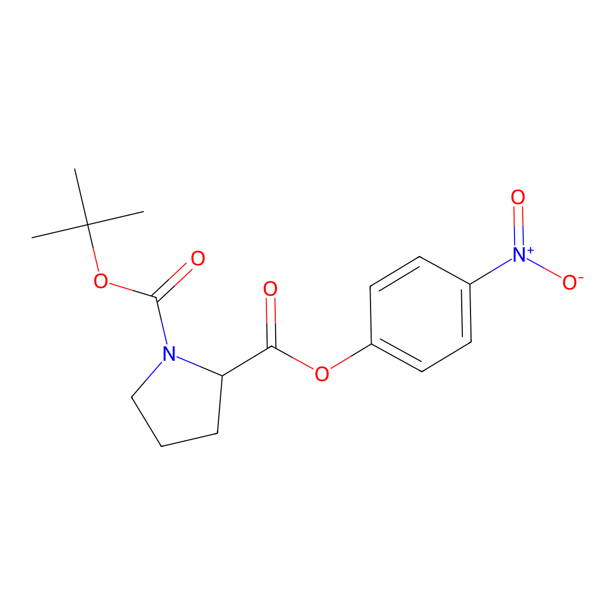 Boc-L-proline 4-nitrophenyl ester molecular structure, CAS 28310-65-8