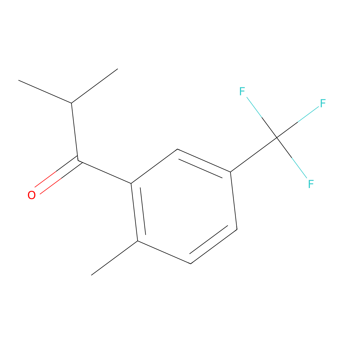 2-Methyl-1-(2-methyl-5-(trifluoromethyl)phenyl)propan-1-one molecular structure, CAS 2831075-63-7