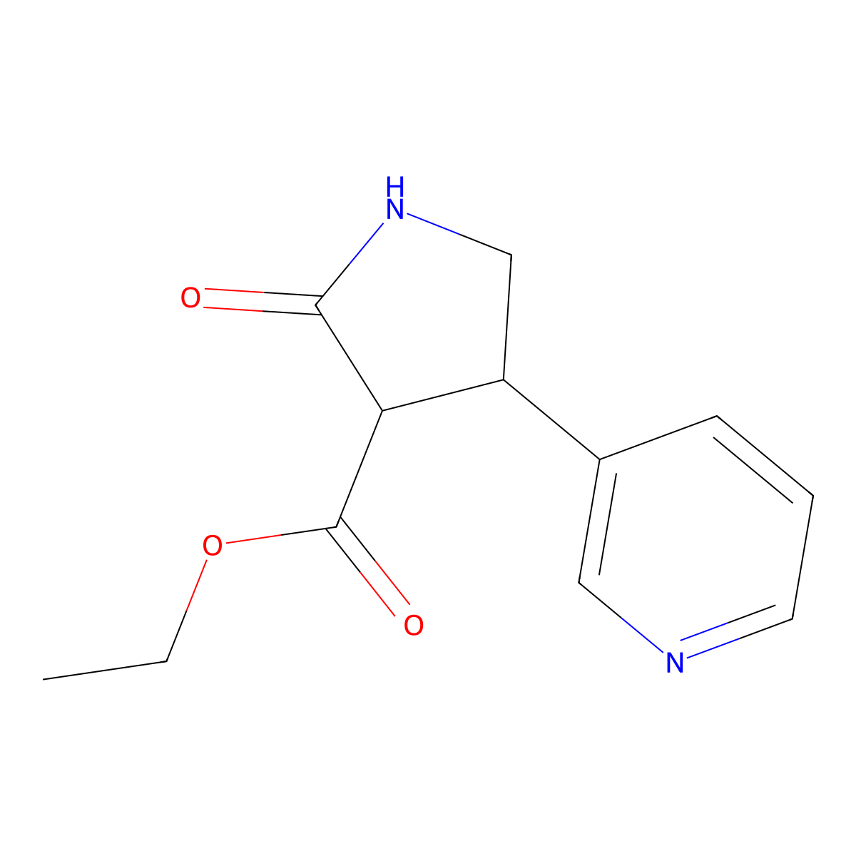 Ethyl 2-oxo-4-(pyridin-3-yl)pyrrolidine-3-carboxylate molecular structure, CAS 28311-28-6
