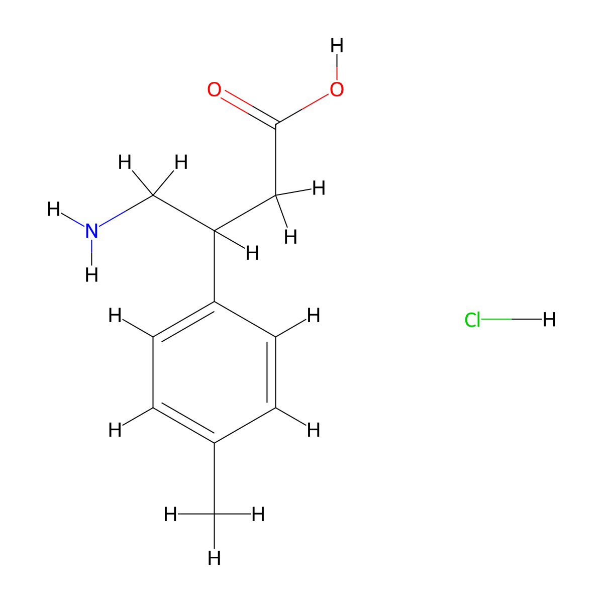 Benzenepropanoic acid, beta-(aminomethyl)-4-methyl-, hydrochloride (1:1) molecular structure, CAS 28311-37-7