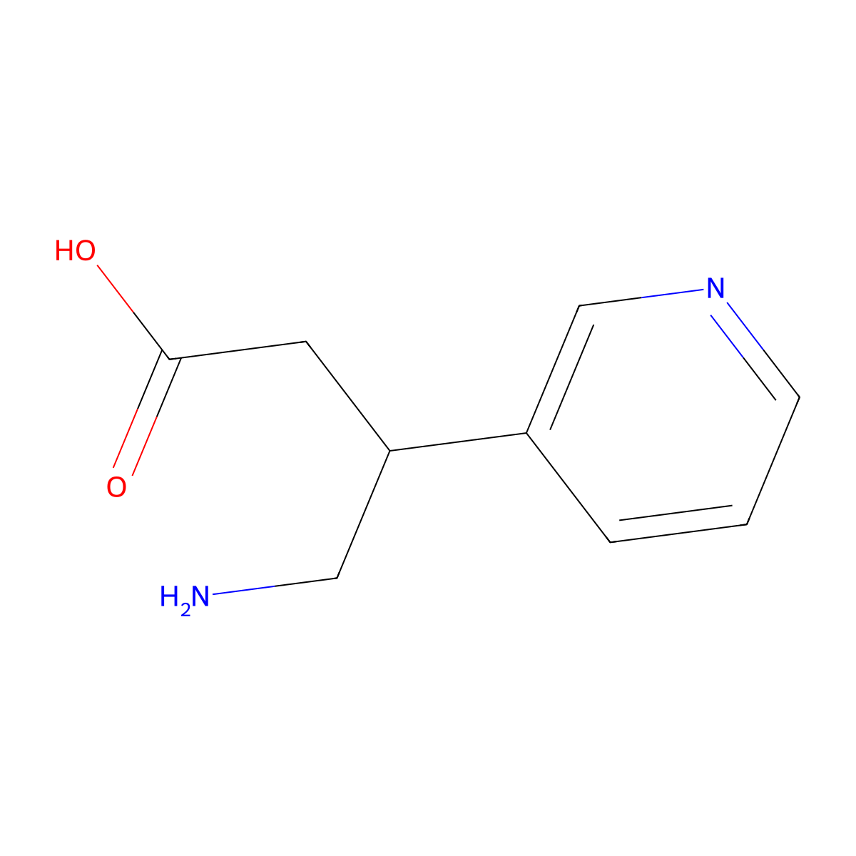 4-Amino-3-(pyridin-3-yl)butanoic acid molecular structure, CAS 28311-45-7