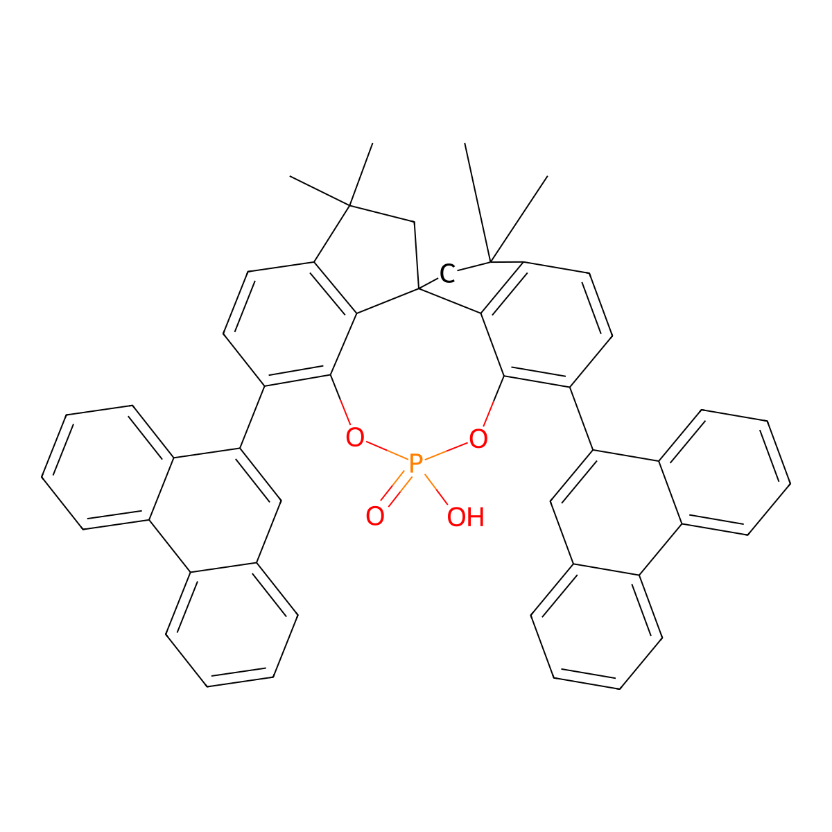 (11aS)-10,11,12,13-Tetrahydro-10,10,13,13-tetramethyl-5-hydroxy-3,7-di-9-phenanthrenyl-5-oxide-diindeno[7,1-de:1',7'-fg][1,3,2]dioxaphosphocin molecular structure, CAS 2831258-65-0