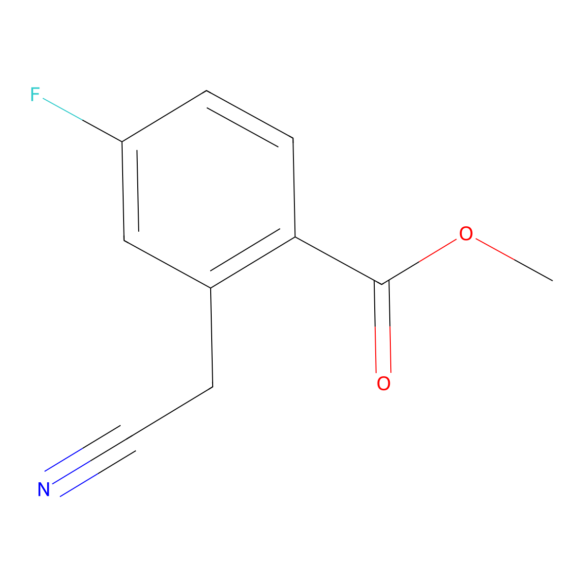 Methyl 2-(cyanomethyl)-4-fluorobenzoate molecular structure, CAS 2831413-02-4
