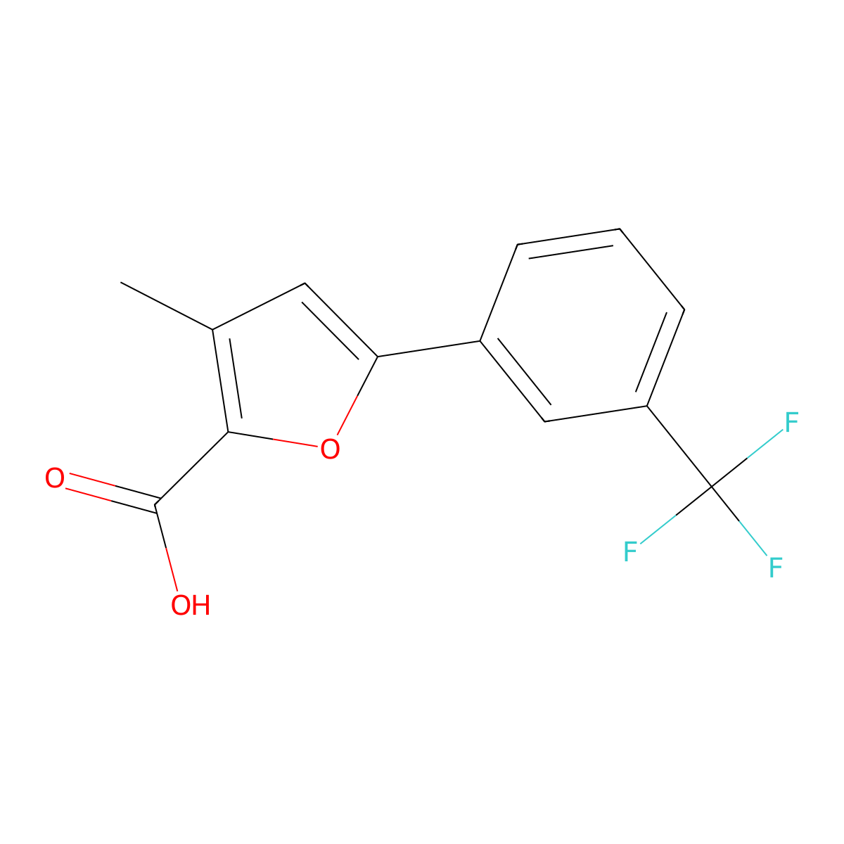 3-Methyl-5-(3-(trifluoromethyl)phenyl)furan-2-carboxylic acid molecular structure, CAS 2831537-16-5