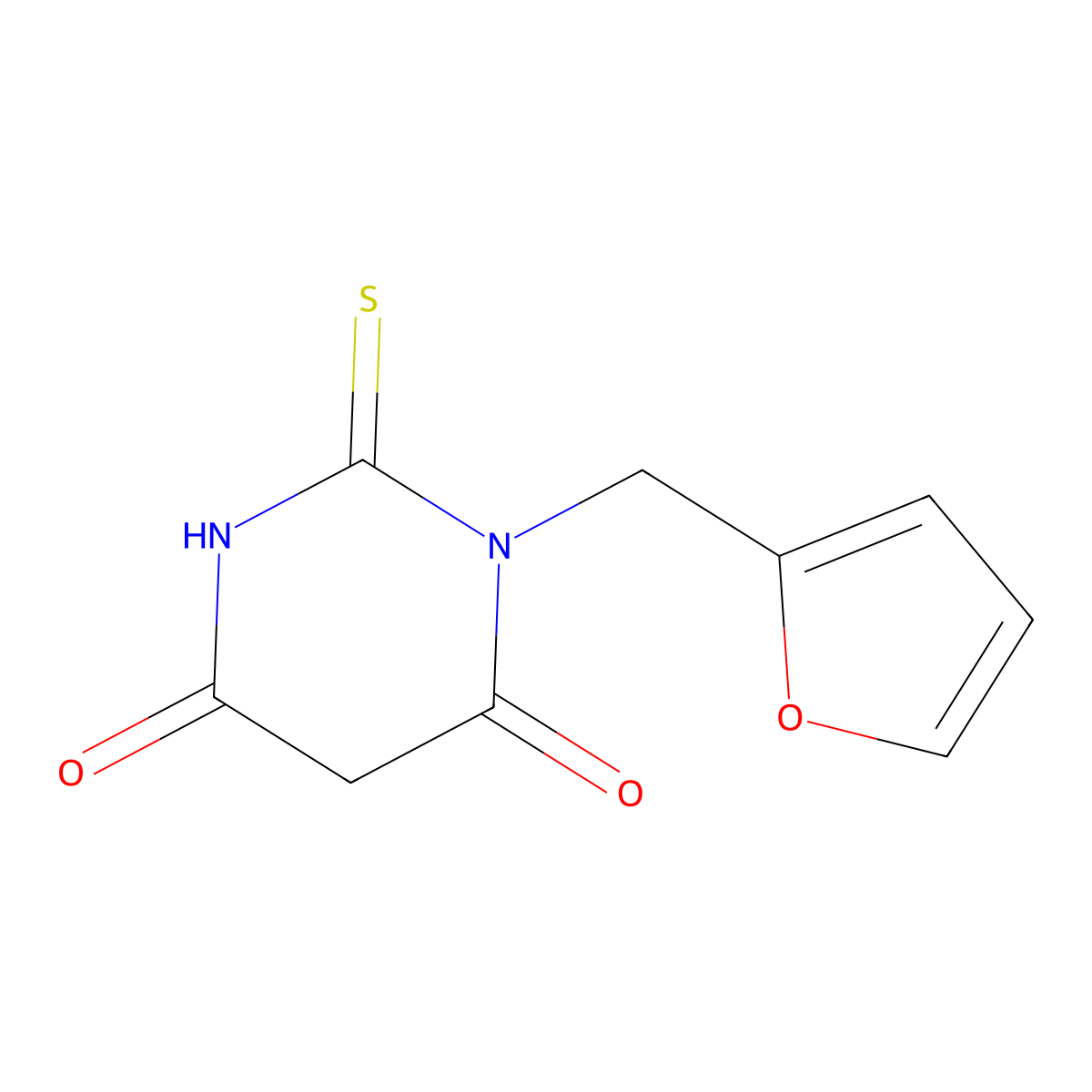 1-(Furan-2-ylmethyl)-2-sulfanylidene-1,3-diazinane-4,6-dione molecular structure, CAS 283155-43-1