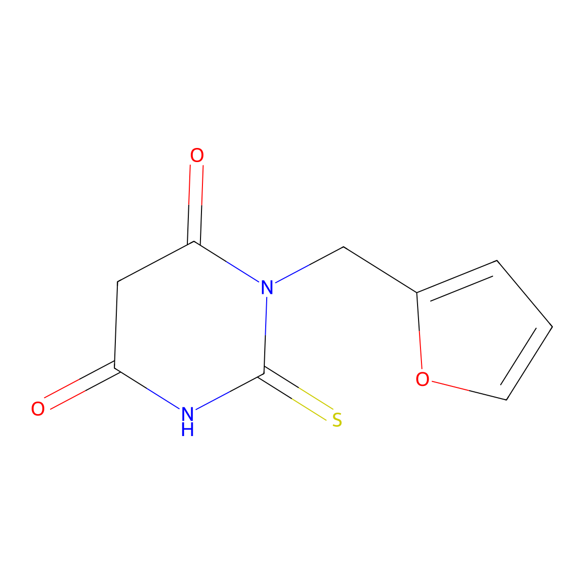 1-(Furan-2-ylmethyl)-2-sulfanylidene-1,3-diazinane-4,6-dione molecular structure, CAS 283155-43-1