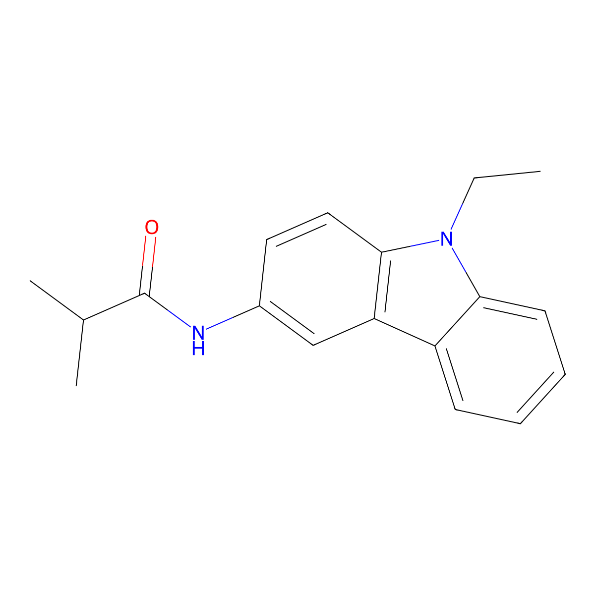 N-(9-ethyl-9H-carbazol-3-yl)-2-methylpropanamide molecular structure, CAS 283158-60-1