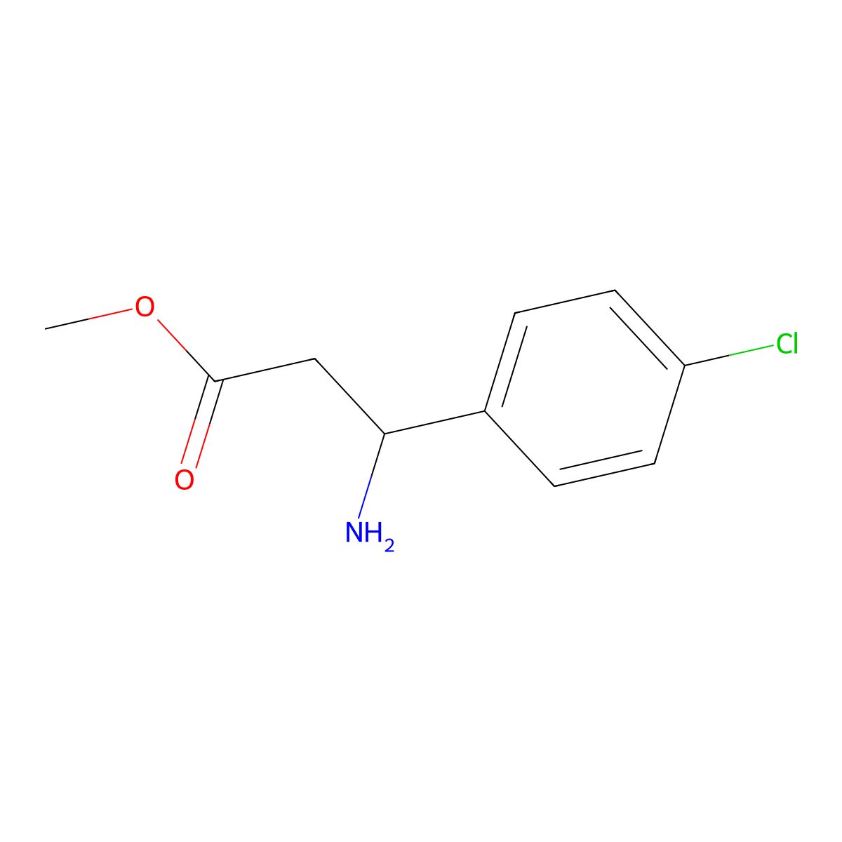 (S)-Methyl 3-amino-3-(4-chlorophenyl)propanoate molecular structure, CAS 283159-95-5
