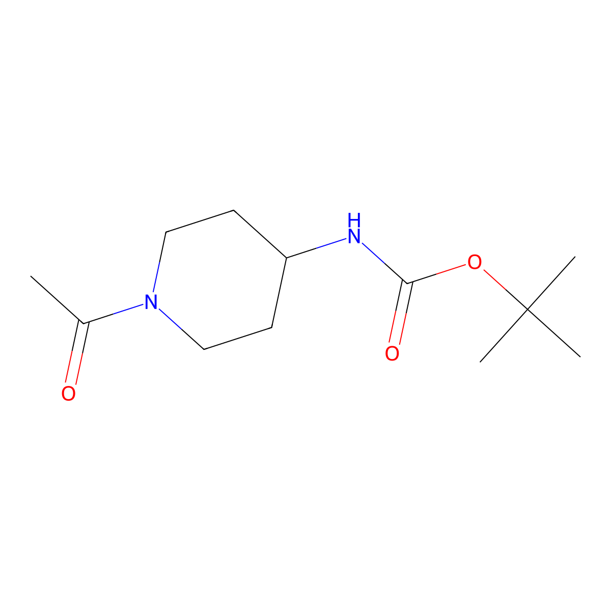 tert-Butyl (1-acetylpiperidin-4-yl)carbamate molecular structure, CAS 283167-28-2