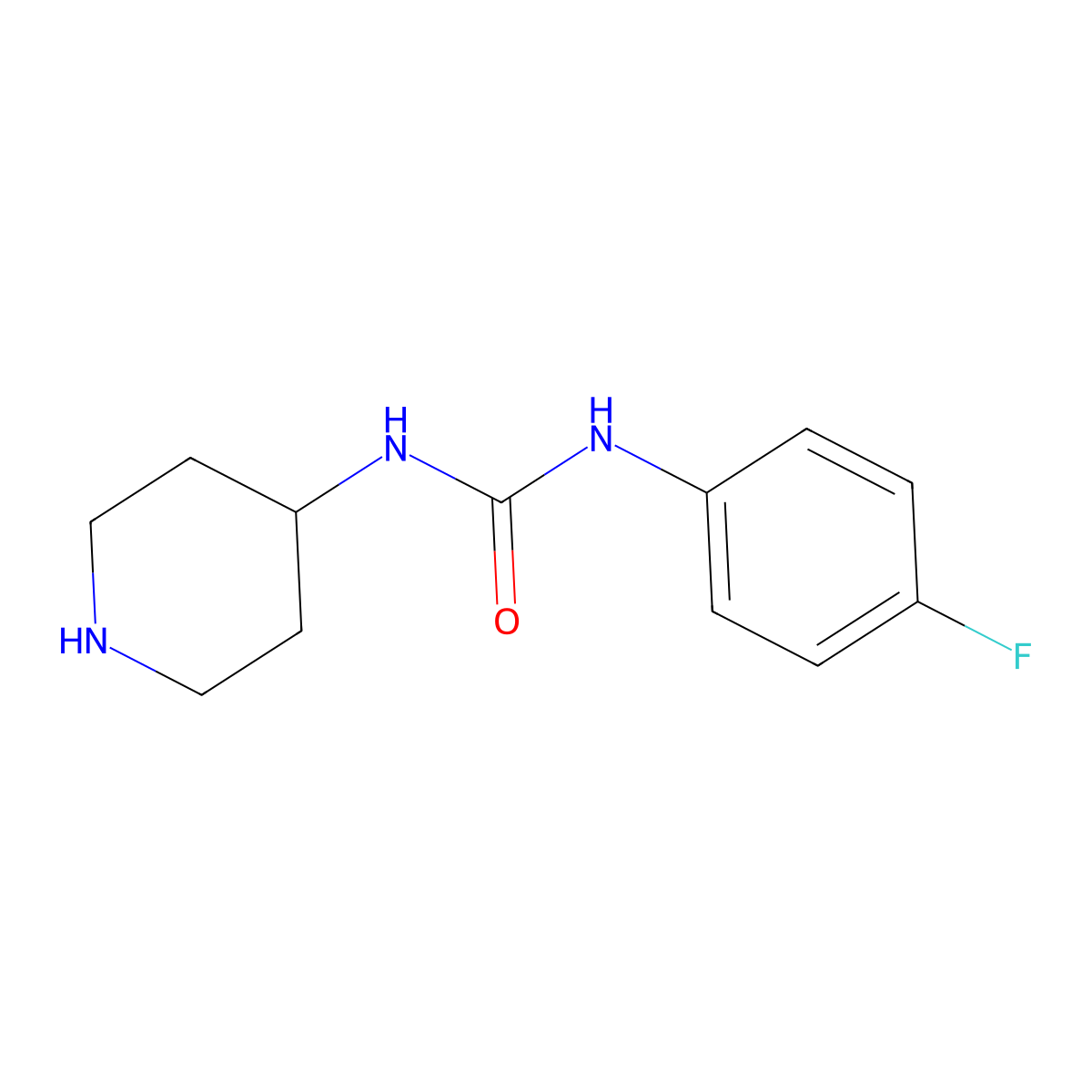 1-(4-Fluorophenyl)-3-(piperidin-4-yl)urea molecular structure, CAS 283167-30-6