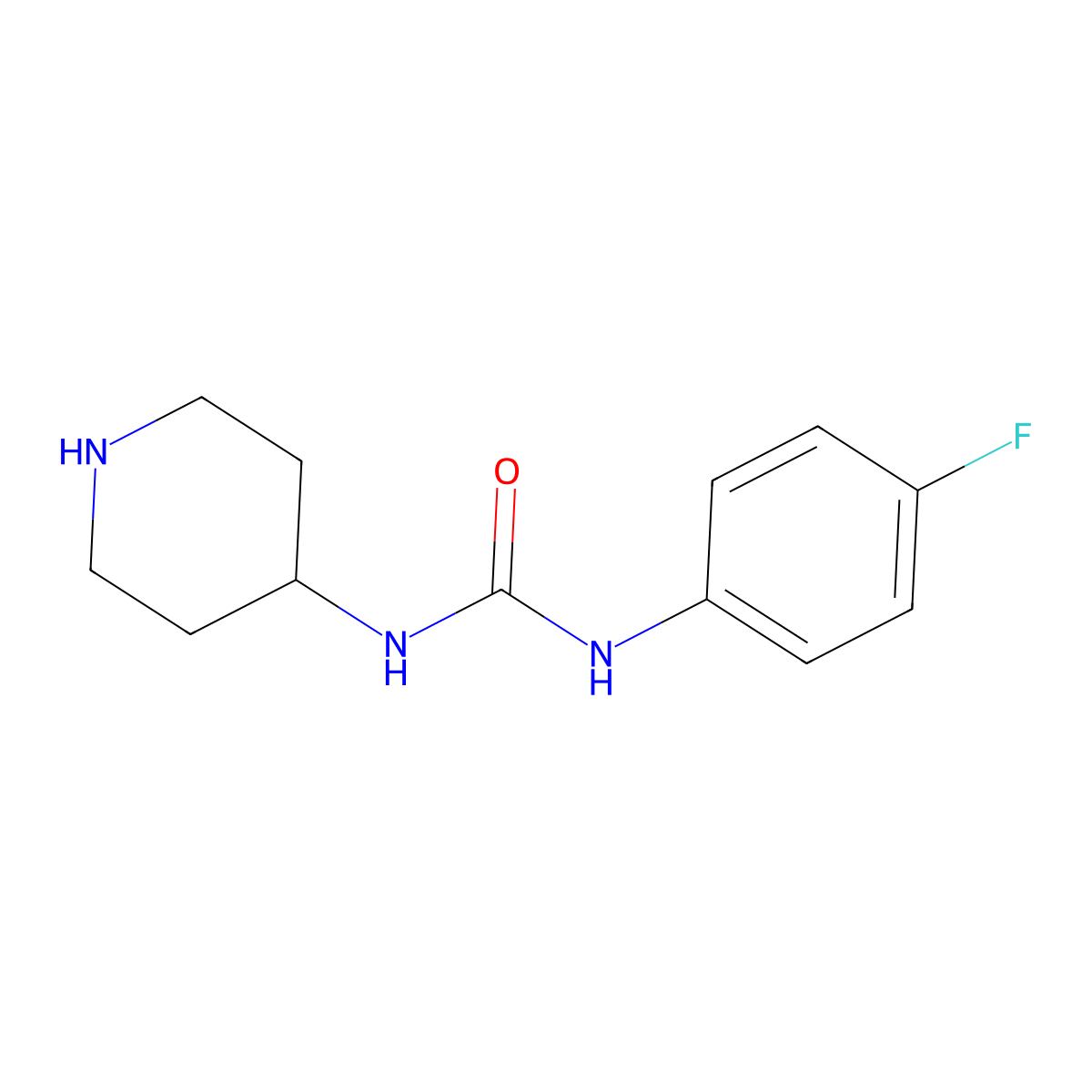1-(4-Fluorophenyl)-3-(piperidin-4-yl)urea molecular structure, CAS 283167-30-6