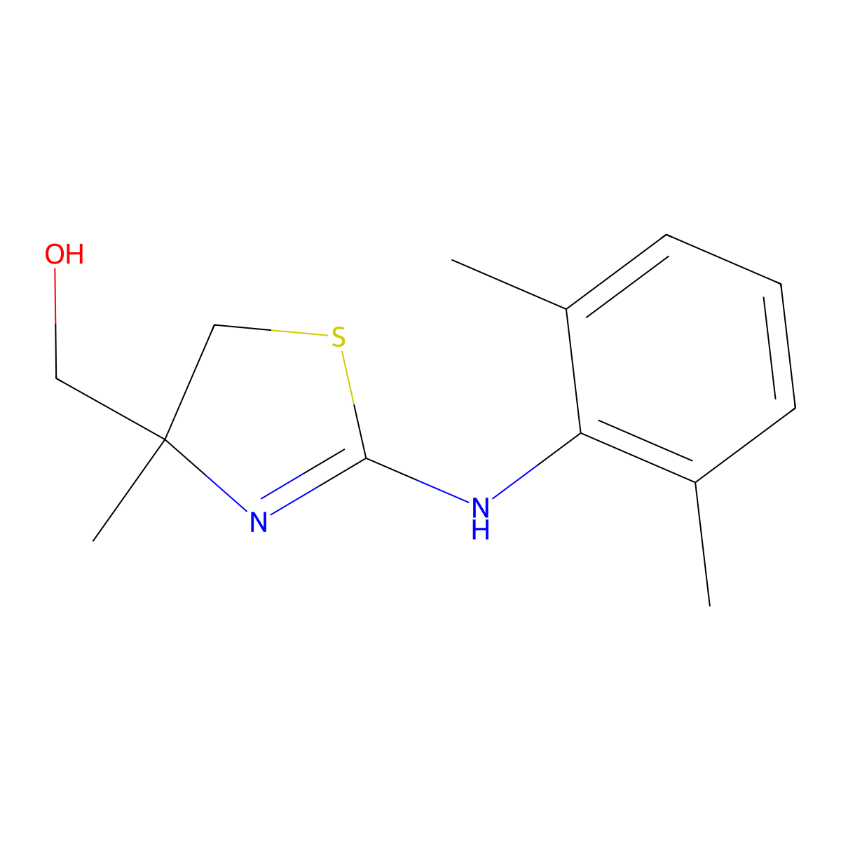 [2-[(2,6-Dimethylphenyl)imino]-4-methyl-1,3-thiazolan-4-yl]methanol molecular structure, CAS 283170-81-0