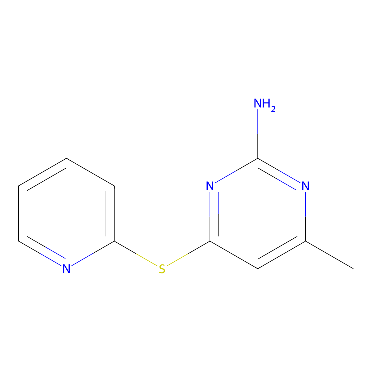 4-Methyl-6-(pyridin-2-ylsulfanyl)pyrimidin-2-amine molecular structure, CAS 283171-79-9