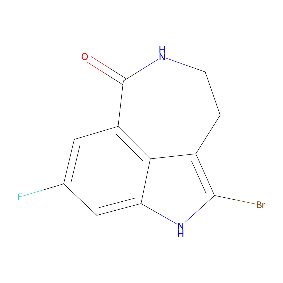 2-Bromo-8-fluoro-4,5-dihydro-1H-azepino[5,4,3-CD]indol-6(3H)-one molecular structure, CAS 283173-80-8