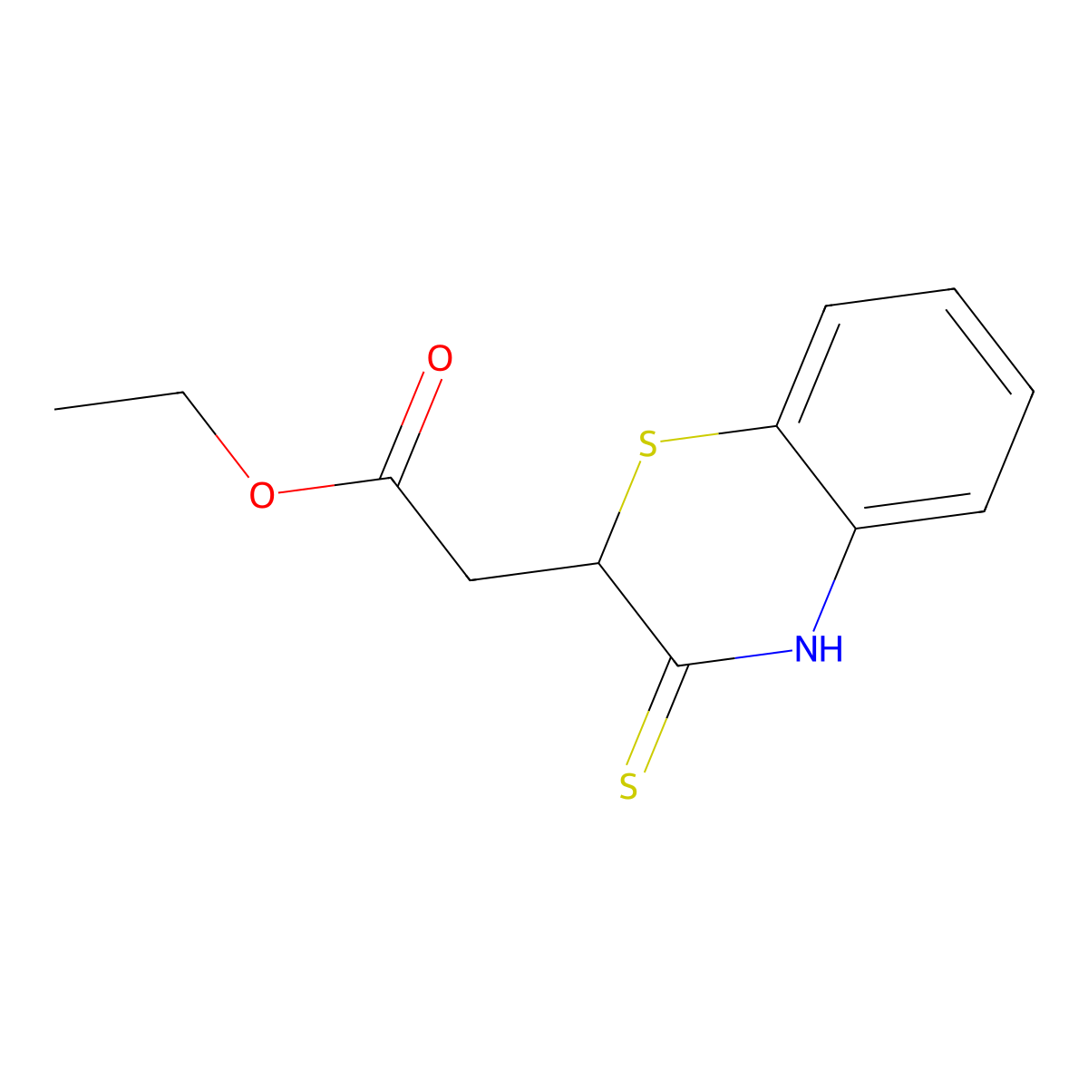 ethyl 2-(3-thioxo-3,4-dihydro-2H-1,4-benzothiazin-2-yl)acetate molecular structure, CAS 2832-87-3