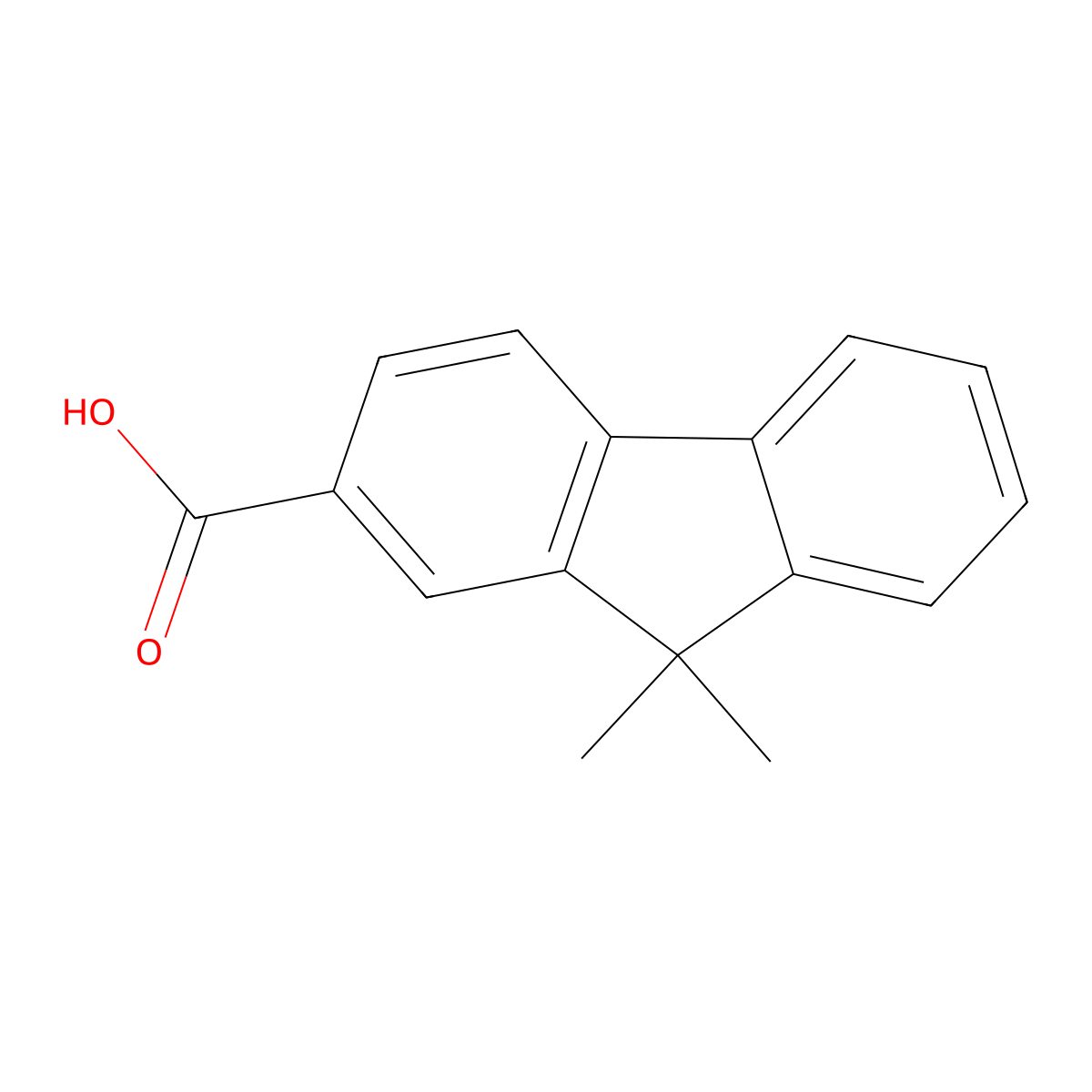 9,9-dimethyl-9H-fluorene-2-carboxylic acid molecular structure, CAS 28320-62-9