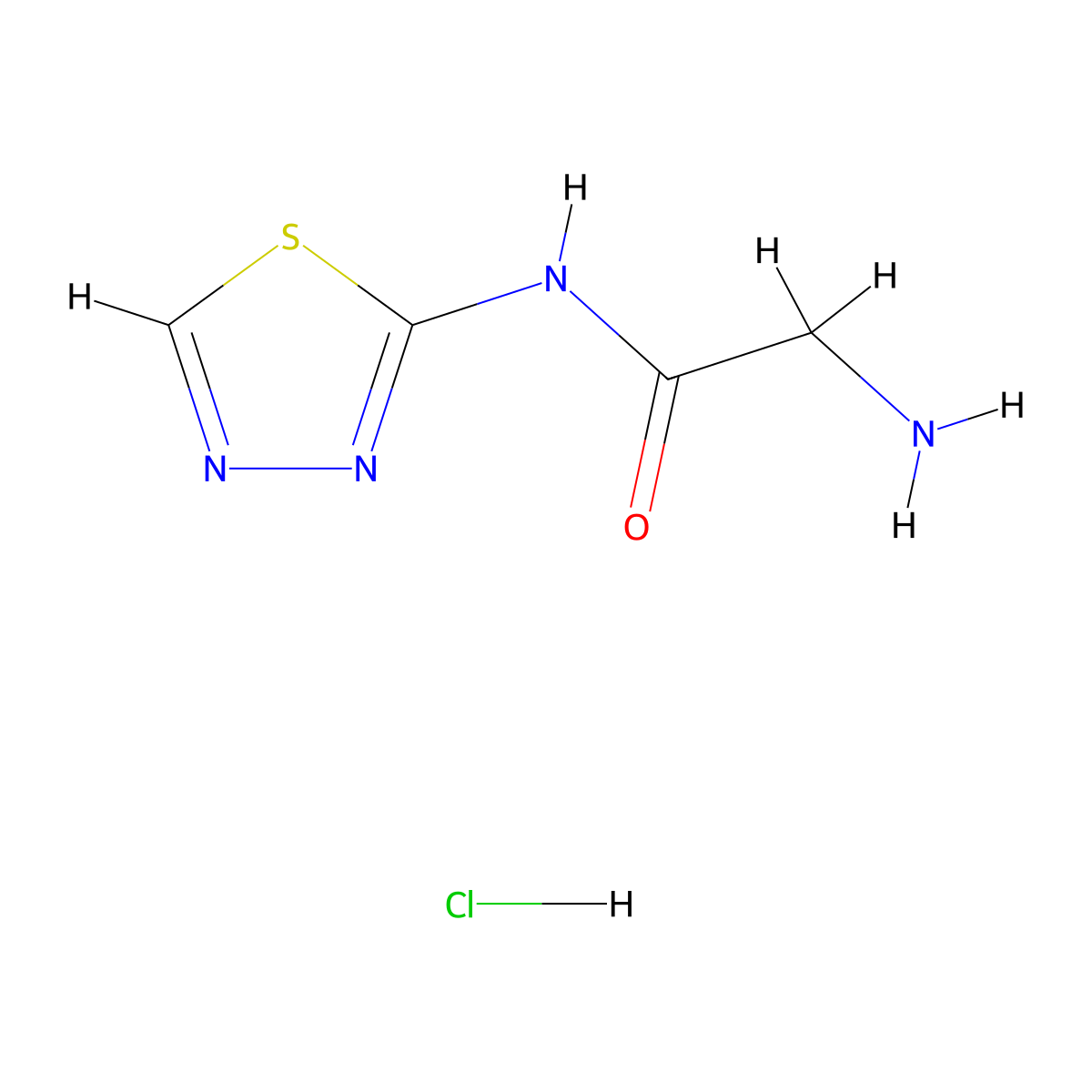 2-amino-N-(1,3,4-thiadiazol-2-yl)acetamide hydrochloride molecular structure, CAS 2832017-02-2