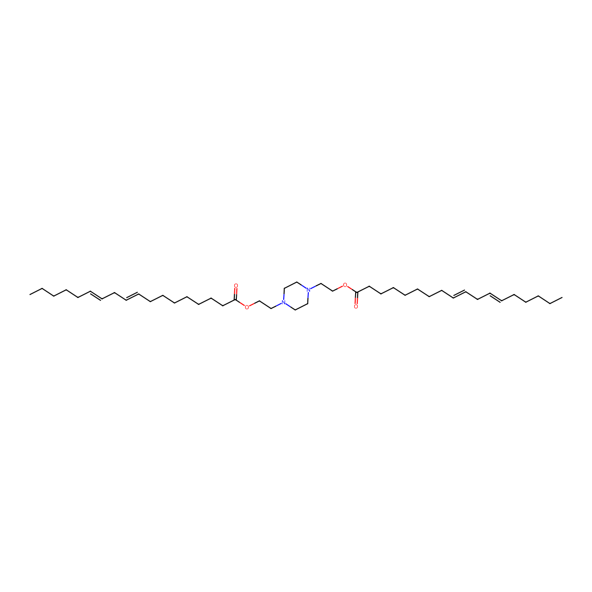Piperazine-bis(ethyl octadeca-9,12-dienoate) molecular structure, CAS 2832061-33-1