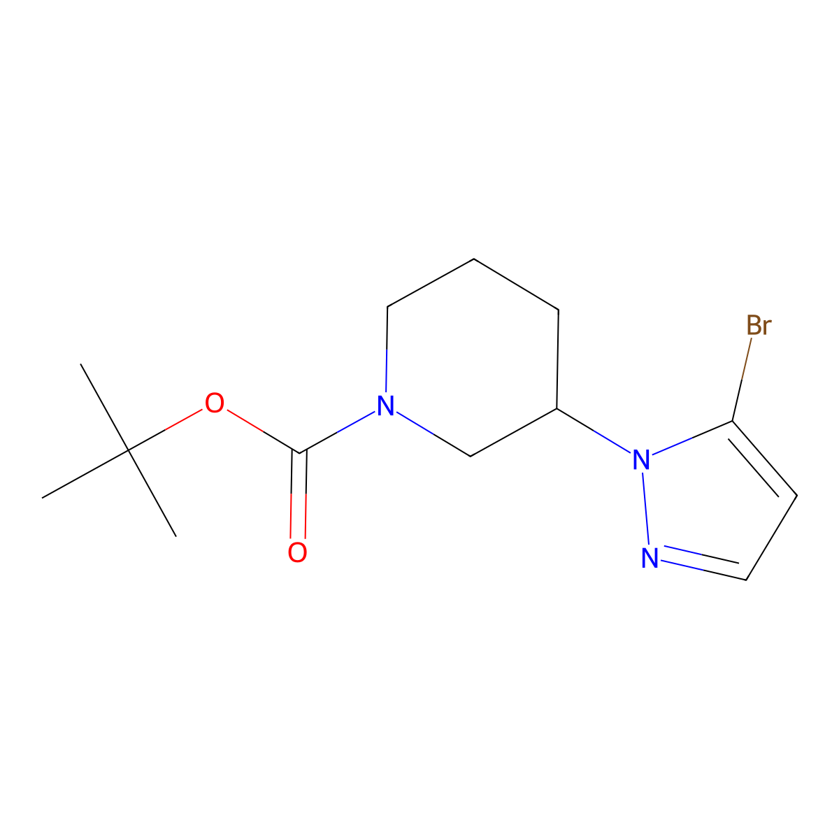 1-Boc-3-(5-bromo-1-pyrazolyl)piperidine molecular structure, CAS 2832231-43-1