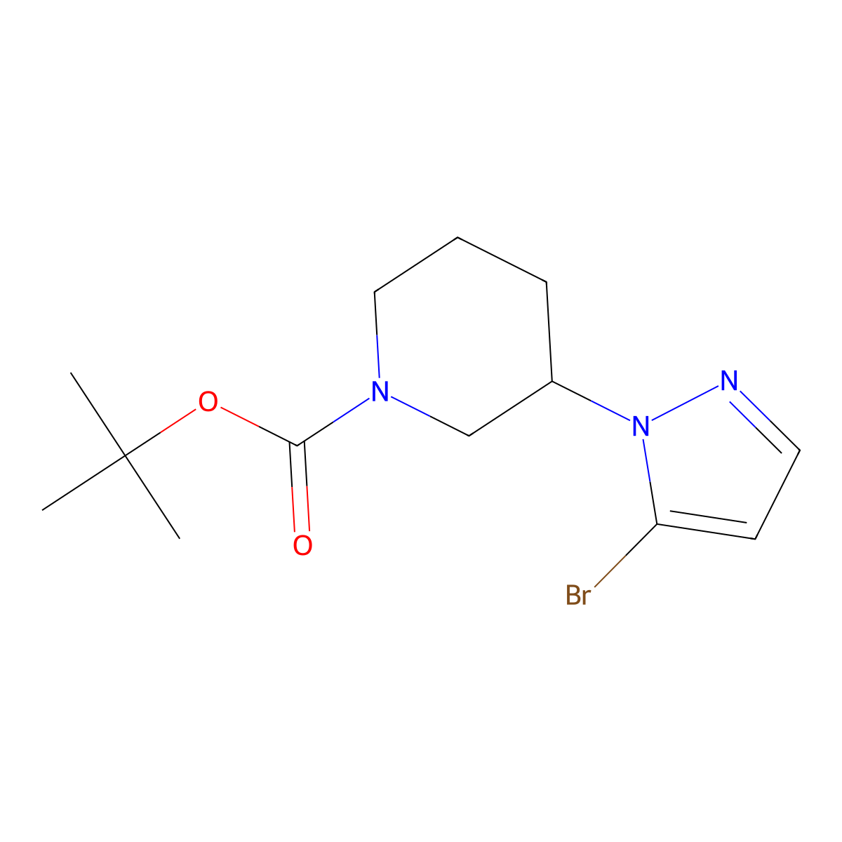 1-Boc-3-(5-bromo-1-pyrazolyl)piperidine molecular structure, CAS 2832231-43-1