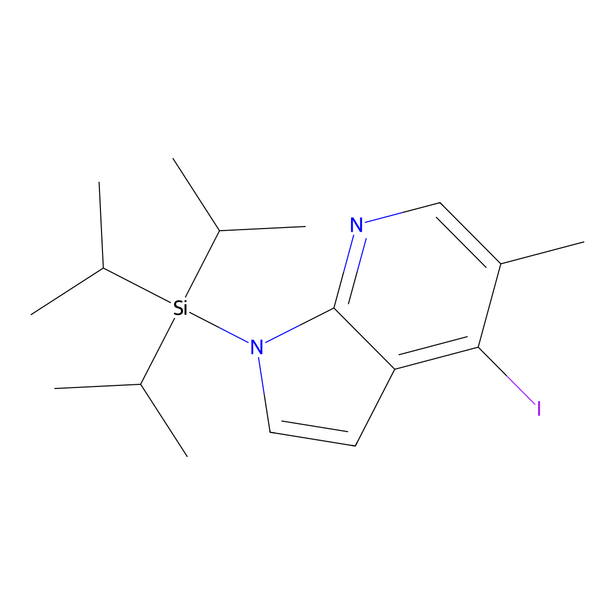 4-iodo-5-methyl-1-(triisopropylsilyl)-1H-pyrrolo[2,3-b]pyridine molecular structure, CAS 2832233-33-5