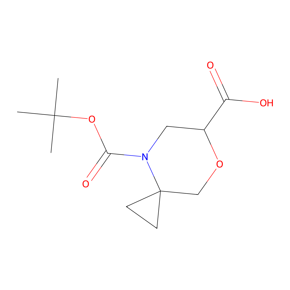 (R)-4-Boc-7-oxa-4-azaspiro[2.5]octane-6-carboxylic Acid molecular structure, CAS 2832304-65-9