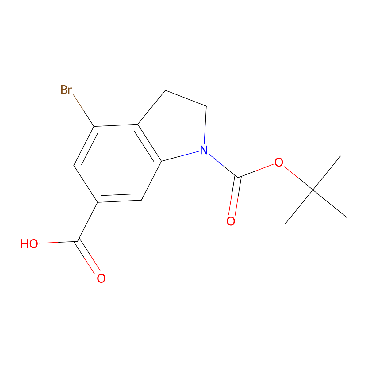4-Bromo-1-(tert-butoxycarbonyl)indoline-6-carboxylic acid molecular structure, CAS 2832375-06-9