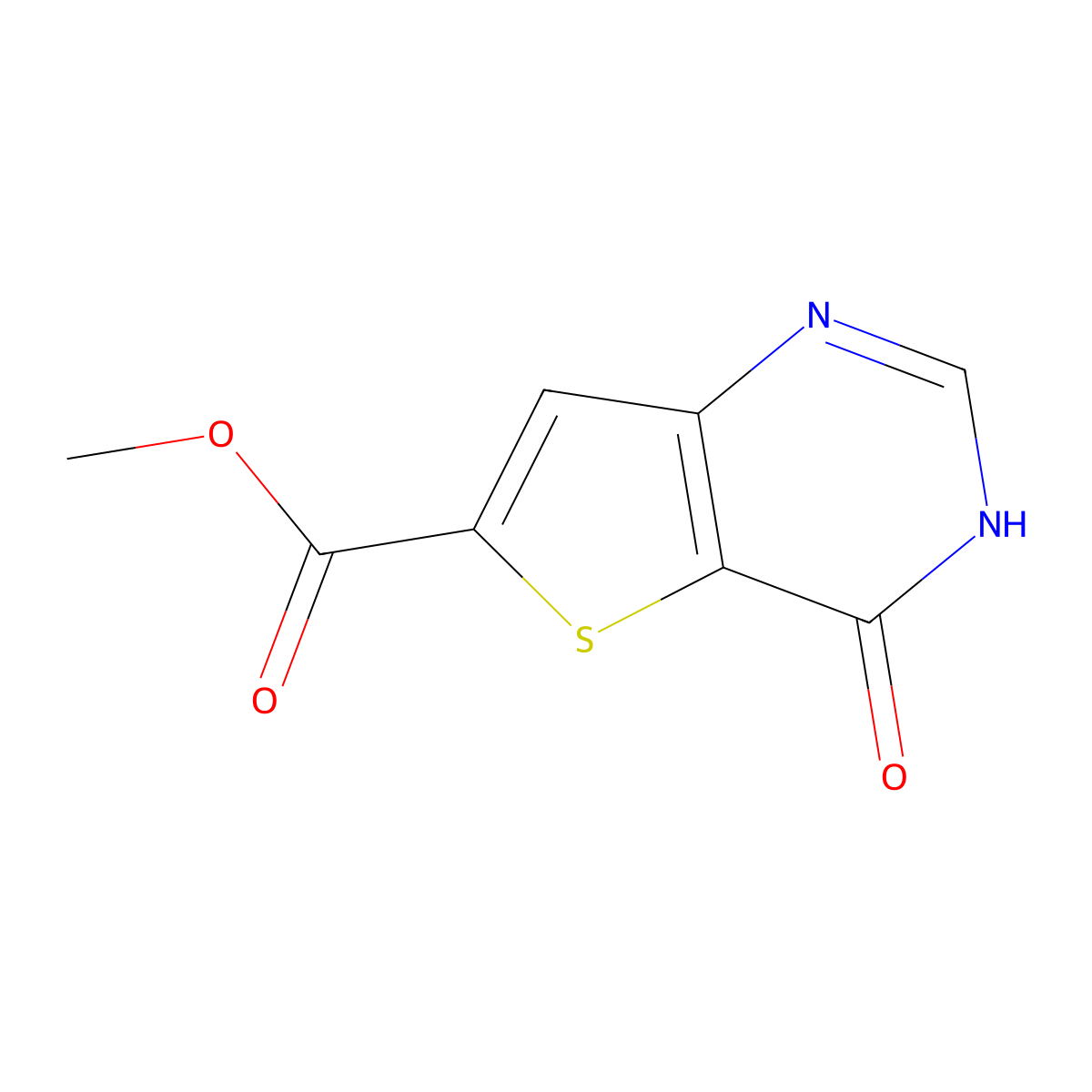 Methyl 4-hydroxythieno[3,2-D]pyrimidine-6-carboxylate molecular structure, CAS 2832388-34-6