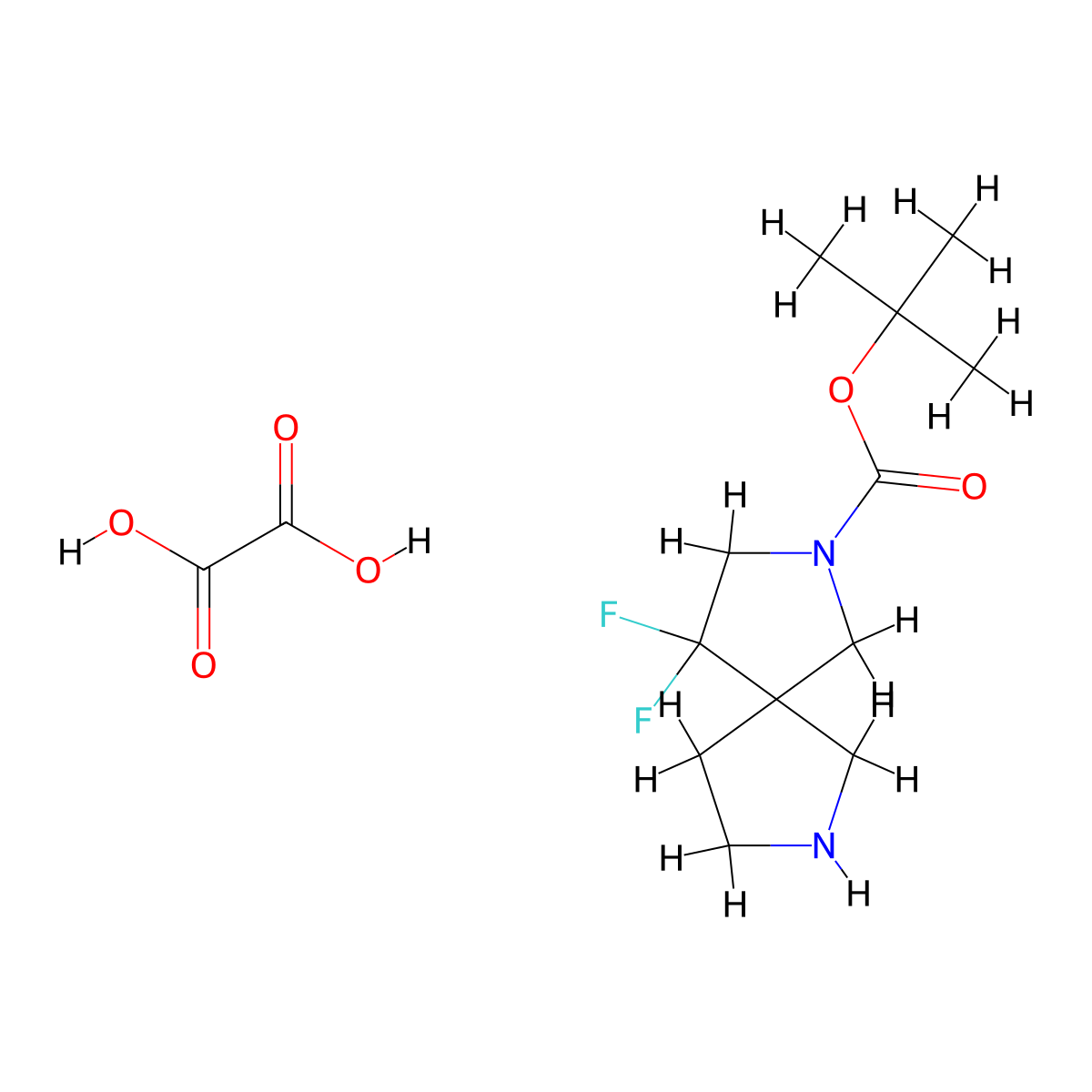 Tert-butyl 4,4-difluoro-2,7-diazaspiro[4.4]nonane-2-carboxylate;oxalic acid molecular structure, CAS 2832388-35-7