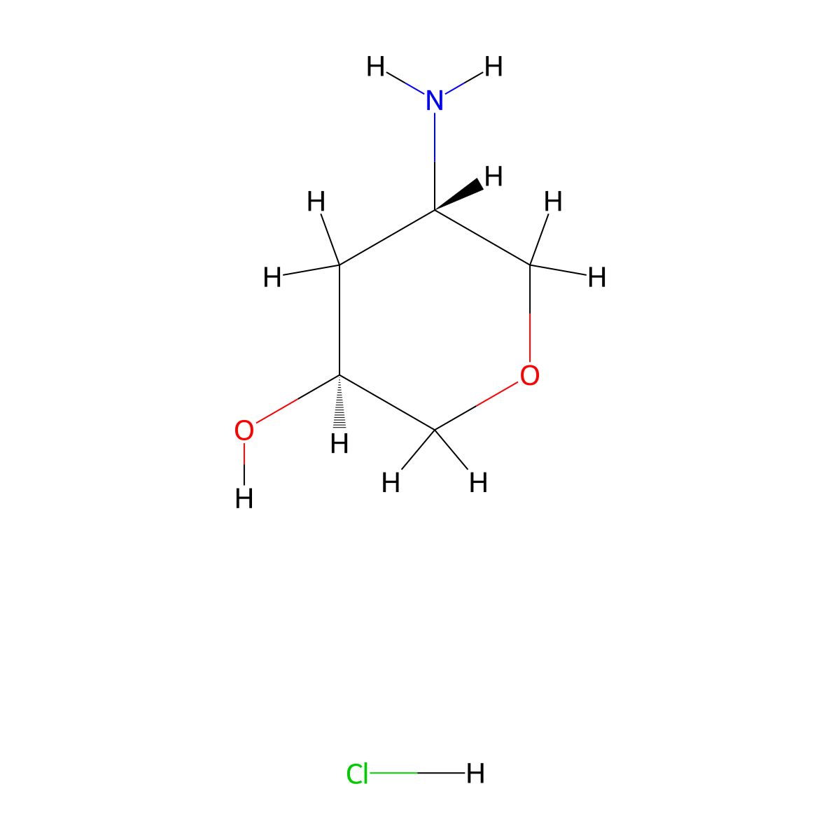 trans-5-Aminotetrahydropyran-3-OL hydrochloride molecular structure, CAS 2832400-92-5