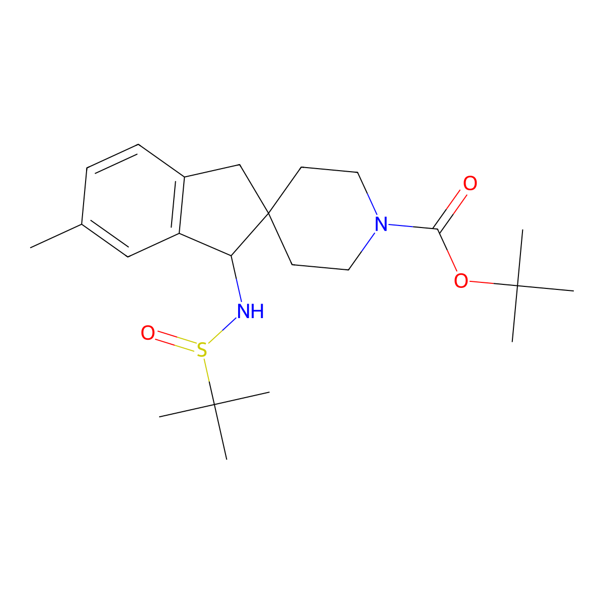 (R)-1'-Boc-1-[[(R)-tert-butylsulfinyl]amino]-6-methyl-1,3-dihydrospiro[indene-2,4'-piperidine] molecular structure, CAS 2832402-62-5