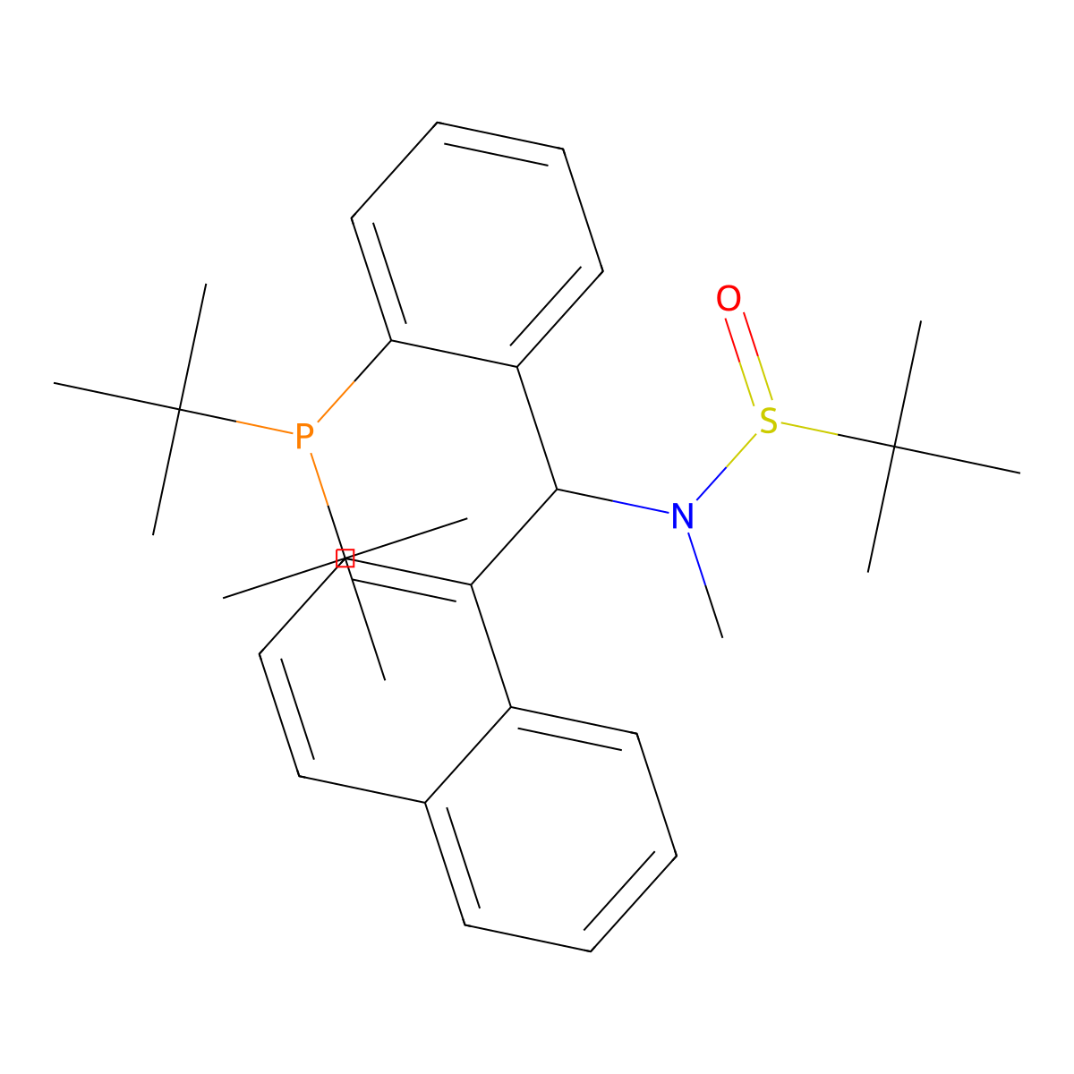 (R)-N-((R)-(2-(Di-tert-butylphosphanyl)phenyl)(naphthalen-1-yl)methyl)-N,2-dimethylpropane-2-sulfinamide molecular structure, CAS 2832457-56-2