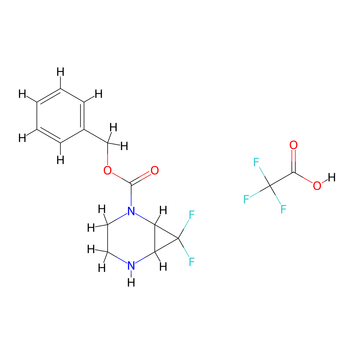 Benzyl 7,7-difluoro-2,5-diazabicyclo[4.1.0]heptane-2-carboxylate;2,2,2-trifluoroacetic acid molecular structure, CAS 2832471-05-1