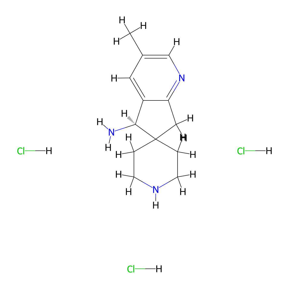 (5R)-3-methylspiro[5,7-dihydrocyclopenta[b]pyridine-6,4'-piperidine]-5-amine;trihydrochloride molecular structure, CAS 2832471-09-5