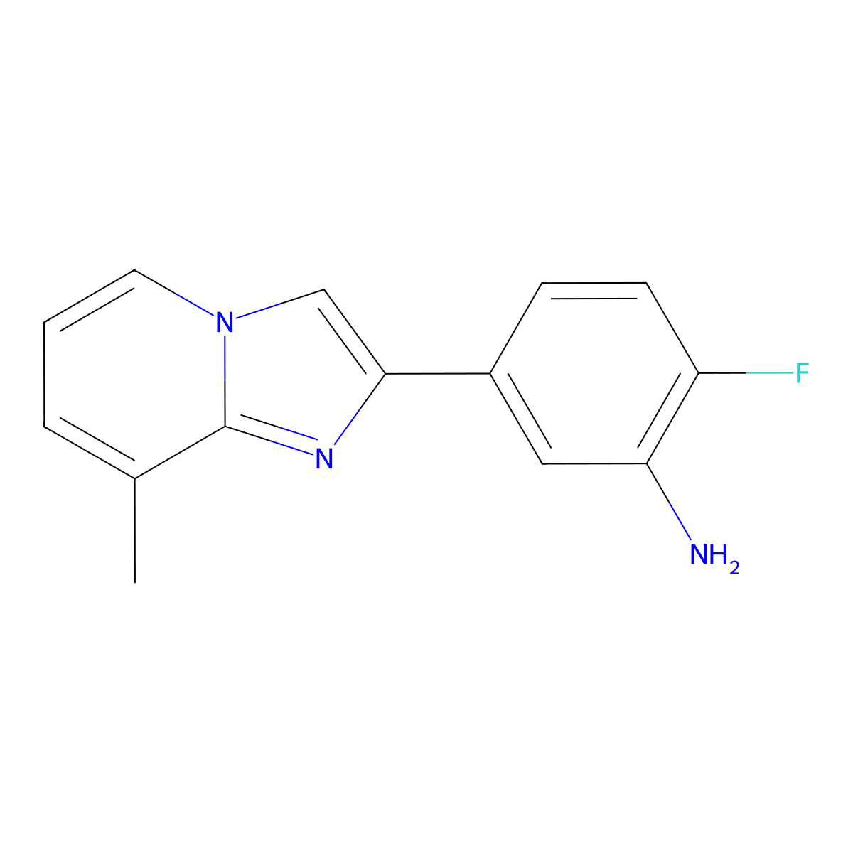 2-Fluoro-5-{8-methylimidazo[1,2-a]pyridin-2-yl}aniline molecular structure, CAS 2832477-38-8